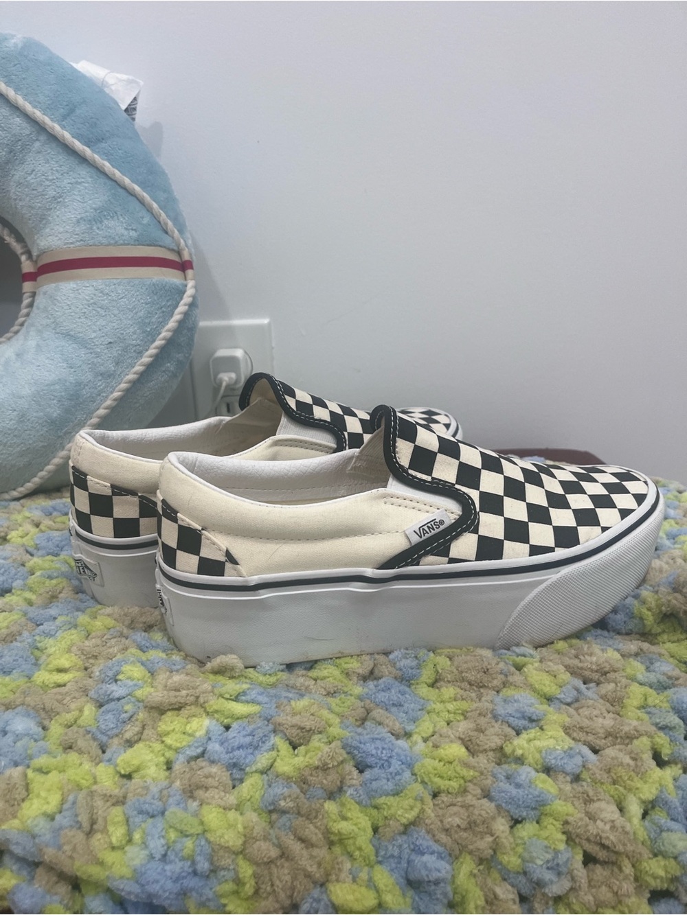 Vans women’s Slip-On Checkerboard Sneakers - Black & White - Picture 3 of 8